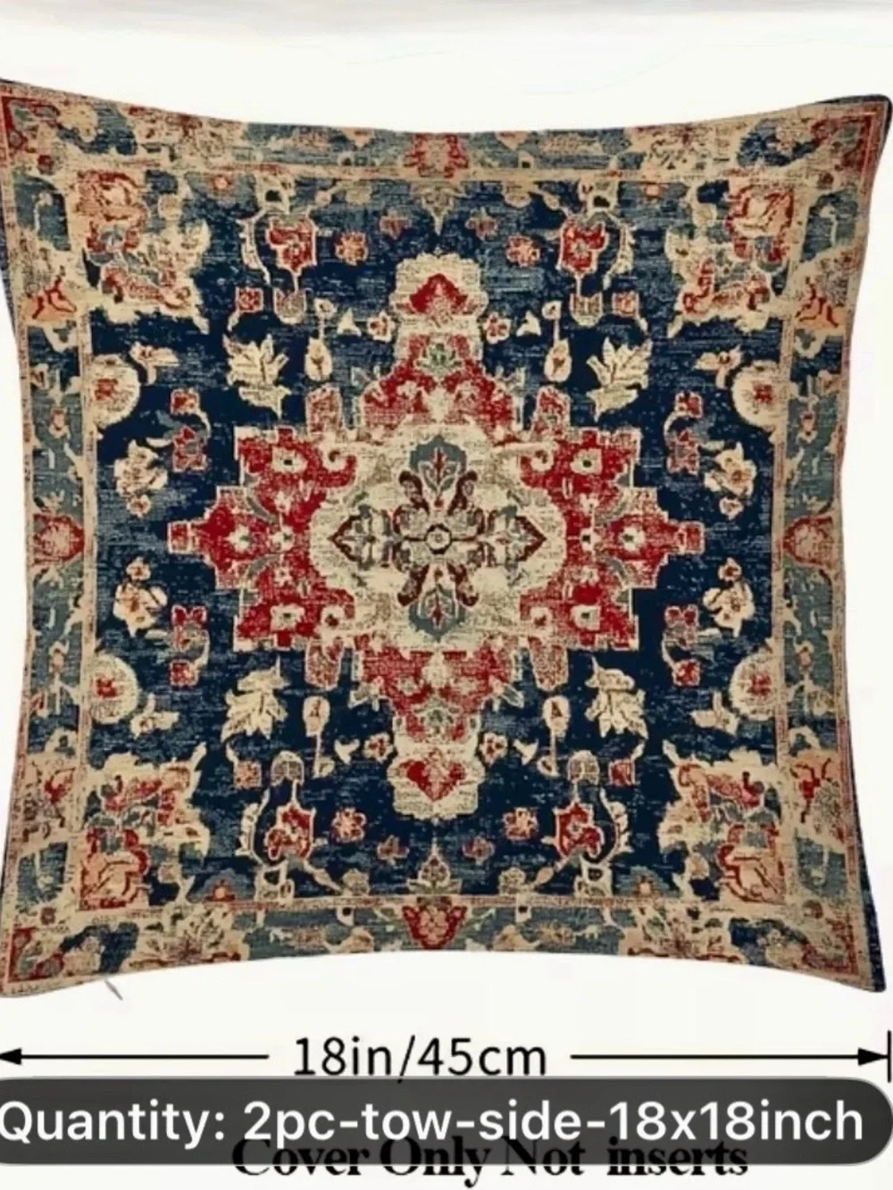A PAIR OF Kilim PRINTED DESIGNED OF Blue and Red Medallion Pillow Cover -